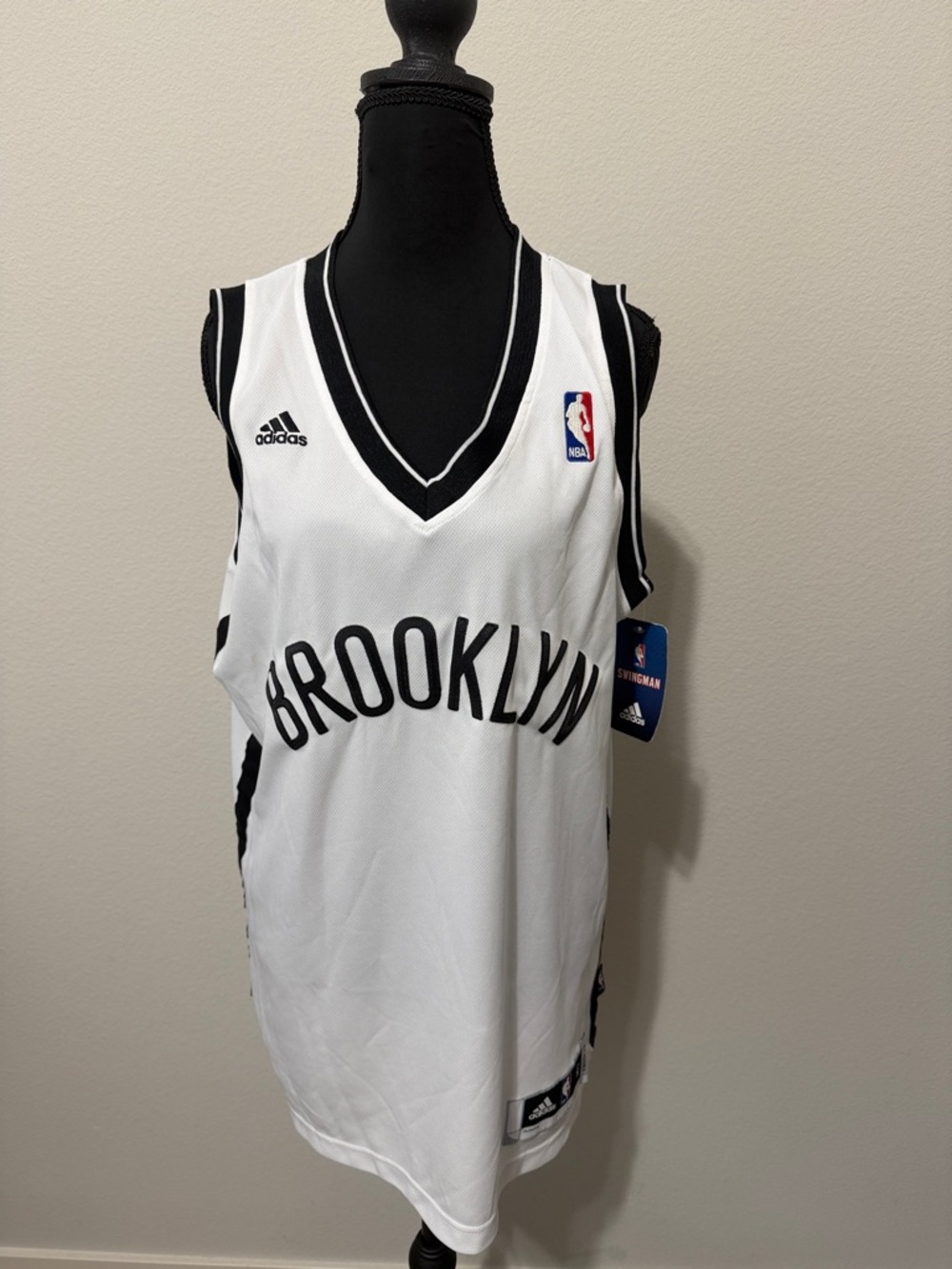 adidas Brooklyn White and Black NBA Jersey